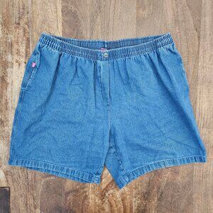 Woman Within Shorts Women 26W Denim Blue Classic Fit Bermudas Elastic Waistband